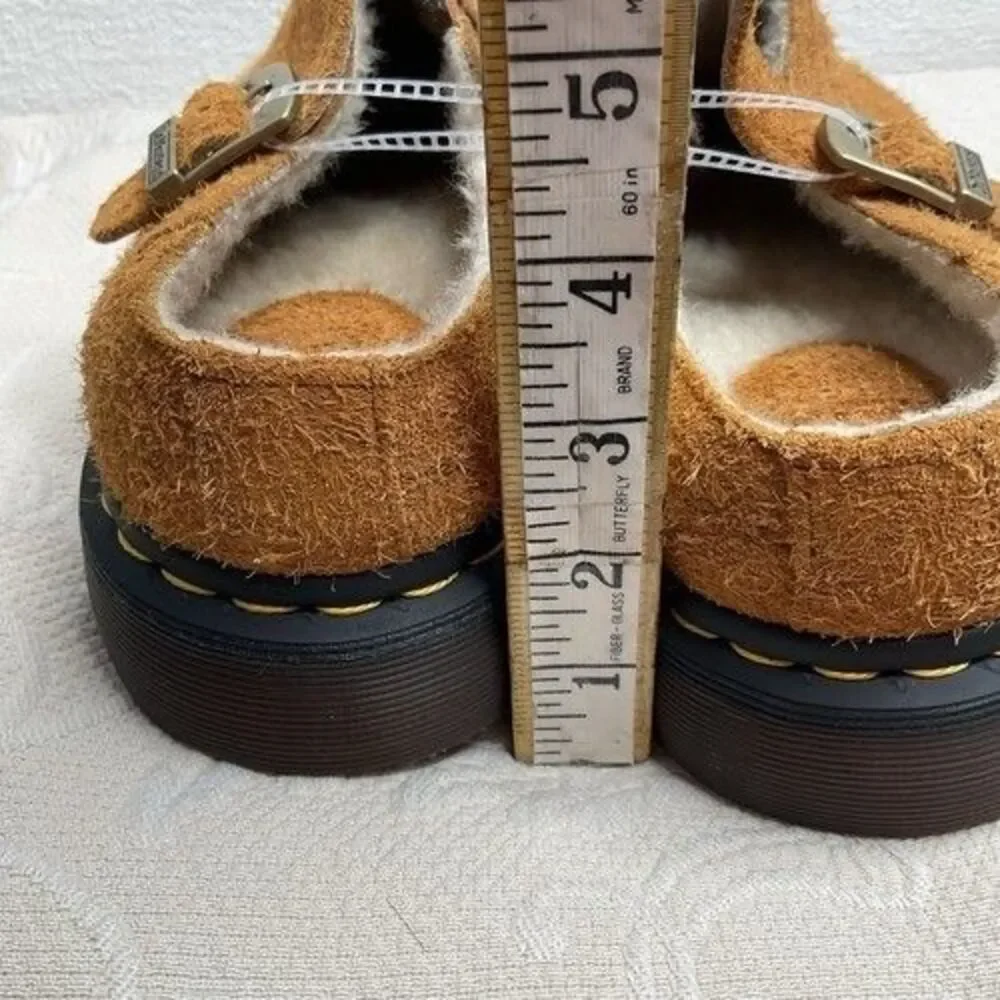 NWOB Dr. Martens Isham Brown Shearling Suede Slingback Mules Unisex Size M12/W13